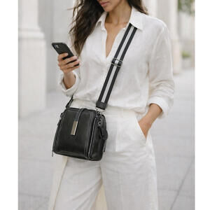 NWT 90s Retro Black Crossbody Faux Leather Bag Minimalist Street Style Purse Y2K